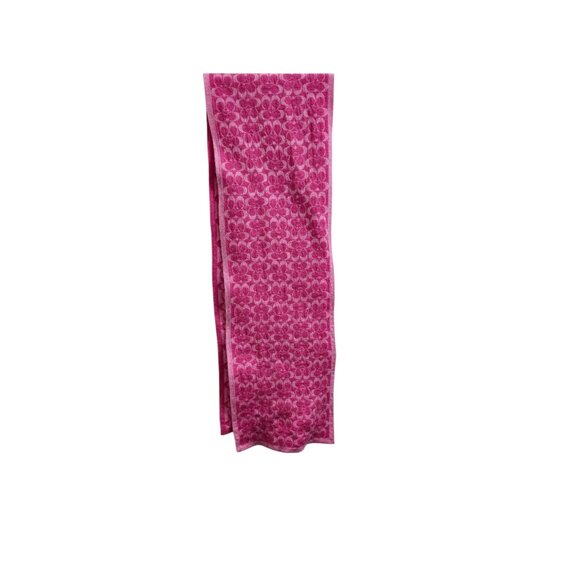 Coach 100% Merino Wool Signature Logo Scarf Pink Fuchsia Soft Knit Winter Wrap - Picture 3 of 7